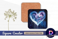 Abstract heart with drips Square Coaster PNG Product Image 1