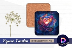 Galaxy rose heart square coaster png Product Image 1