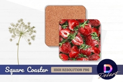 Watercolor strawberries Square Coaster PNG Product Image 1