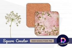 Pink floral botanical grunge texture Square Coaster PNG Product Image 1