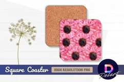 Pink sunflower floral Square Coaster PNG Product Image 1