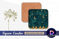 Islamic golden stars moon festive Square Coaster PNG Product Image 1