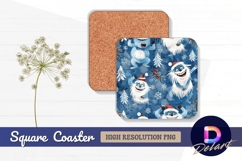 Christmas yeti seamless pattern for Square Coaster PNG Product Image 1
