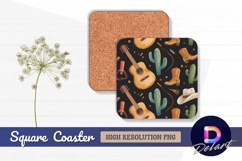 Watercolor western pattern square coaster png design Product Image 1