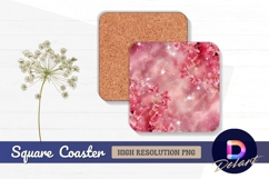 Pink flowers and sparkles Square Coaster PNG Product Image 1