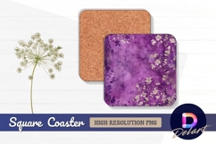Purple textured floral background for Square Coaster PNG Product Image 1
