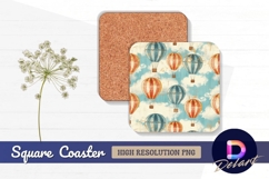 Vintage hot air balloon Square Coaster PNG Product Image 1