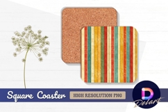 Retro striped wood panel Square Coaster PNG Product Image 1