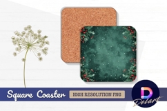 Christmas background fir branches berries Square Coaster PNG Product Image 1