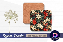 Floral poinsettia pattern square coaster png Product Image 1