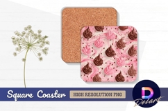 Chocolate strawberry ice cream Square Coaster PNG Product Image 1