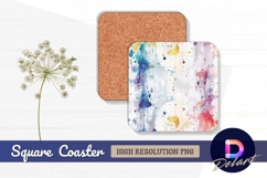 Watercolor splatter texture background Square Coaster PNG Product Image 1