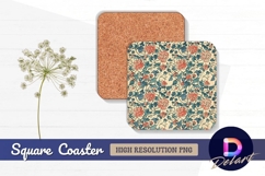 Vintage floral pattern with vines Square Coaster PNG Product Image 1