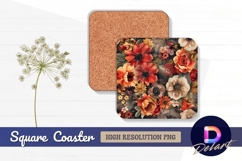 Floral pattern with roses and daisies Square Coaster PNG Product Image 1
