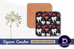 Dental health love pattern for square coaster png Product Image 1