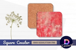 Abstract flowers pink background Square Coaster PNG Product Image 1