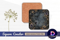Dark floral border with birds Square Coaster PNG Product Image 1