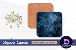 Eerie moonlit sky with ravens Square Coaster PNG Product Image 1
