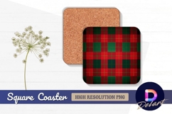 Pink snowflake pattern for Red and green Square Coaster PNG Product Image 1