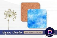 Blue watercolor abstract background Square Coaster PNG Product Image 1
