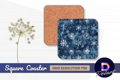 Blue textured snowflake pattern Square Coaster PNG Product Image 1