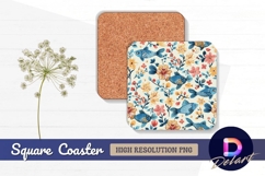 Fish and floral for square coaster png Product Image 1