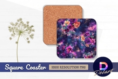 Floral galaxy seamless pattern for Square Coaster PNG Product Image 1