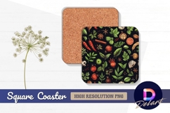 Herbs and spices dark background Square Coaster PNG Product Image 1