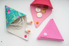Coin Purse SVG, Faux Leather Purse Template No Sew Triangle Product Image 7
