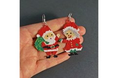 CHRISTMAS Patterns Santa Claus Beaded Earrings Xmas Decor Product Image 2