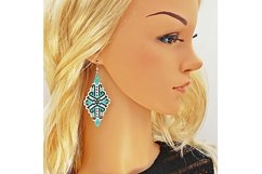 Turquoise Mint Rhomb Earrings pattern Beading Design diy Product Image 2