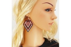 Black and Red Diamond Beaded earrings pattern Brick stitch Product Image 2