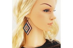 Beaded earrings pattern Brick stitch Pink blue design Product Image 2