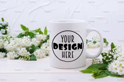 White coffee mug mockup with viburnum flowers Product Image 3