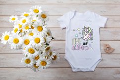 White baby short sleeve bodysuit mockup with daisy and bird Product Image 2