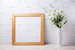 Square wooden picture frame mockup with lily Product Image 2