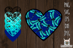 3d layered papercut Dragonfly Heart svg, Valentine&#039;s day SVG Product Image 1