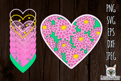 3d layered Water lily Heart svg, Valentine&#039;s day SVG, multil Product Image 1