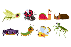 Cute Bugs Clipart , Hand Drawn Insects Graphics Product Image 2