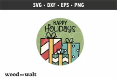 Happy Holidays SVG | Round Christmas Door Sign Product Image 2
