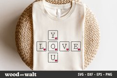 Love You Tiles SVG | Valentine T-Shirt Cut File Product Image 1