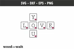 Love You Tiles SVG | Valentine T-Shirt Cut File Product Image 2