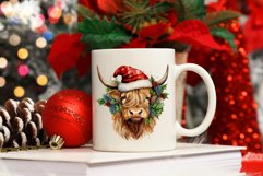 Christmas Highland Cow Sublimation PNG, Watercolor Cow PNG Product Image 5