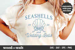 Seashells & Wedding Bells SVG PNG | Bachelorette Beach Shirt Product Image 1