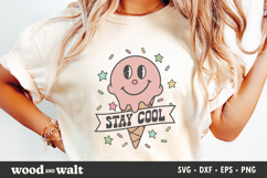 Stay Cool SVG | Cute Ice Cream Mascot PNG | Summer Cone Product Image 1