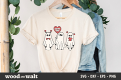 Cute Valentine Ghosts SVG | Spooky Valentine Be My Boo PNG Product Image 2