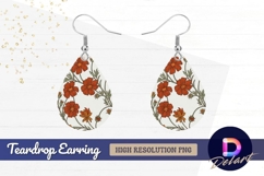 Retro floral pattern cosmos flowers Teardrop Earring PNG Product Image 1