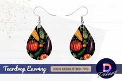Colorful assortment of vegetables on Teardrop Earring PNG Product Image 1