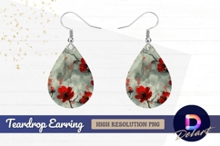 Abstract floral background with red Teardrop Earring PNG Product Image 1