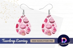 Pink cupcakes and berries Teardrop Earring PNG Product Image 1